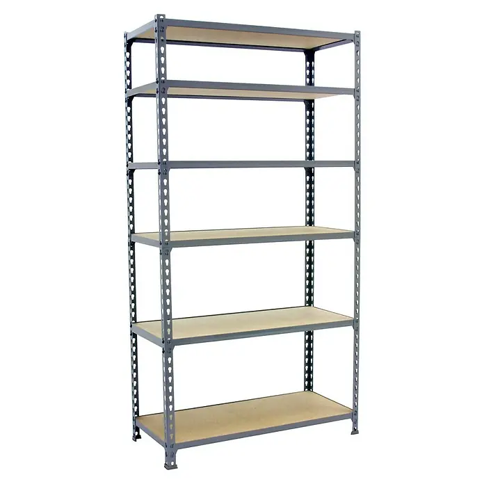 Simonrack Maderclick Metallregal Maderclick SuperPlus - H x B x T: 250 x 110 x 40 cm, Traglast pro Boden: 200 kg, Anzahl Böden: 6 Stk., Stecken, Grau - Graues Regal mit sechs Regalböden, ideal für Lagerung und Organisation. Robuste Konstruktion für vielseitige Einsatzbereiche.
