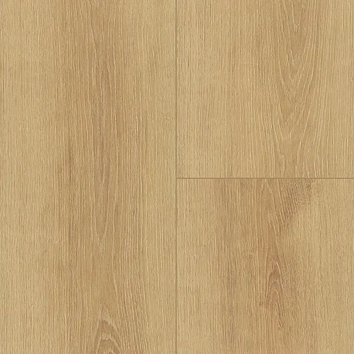 Krono Original Laminat Altitude - Honey Montreux Oak, Landhausdiele, 2.003 x 245 x 12 mm - Nahaufnahme von hellem, natürlichen Laminatboden mit Holzmaserung, ideal für Wohnräume mit warmer und einladender Atmosphäre.