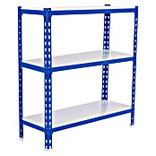 Simonrack Simonclick Metallregal Simonclick Mega Plus (H x B x T: 90 x 120 x 30 cm, Traglast pro Boden: 200 kg, Anzahl Böden: 3 Stk., Stecken, Blau/Weiß) | BAUHAUS