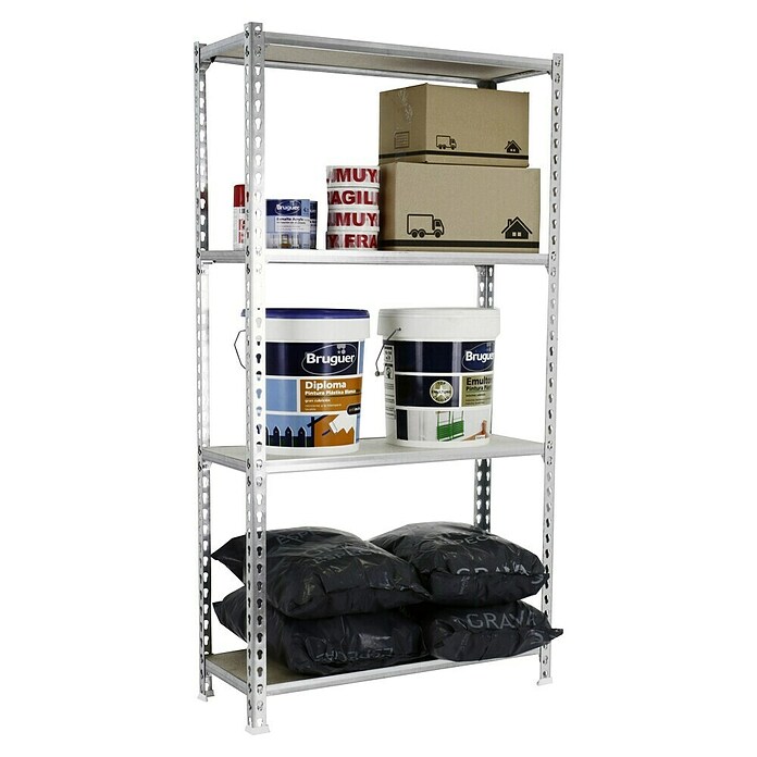 Simonrack Maderclick Metallregal Maderclick SuperPlus (H x B x T: 150 x 110 x 40 cm, Traglast pro Boden: 200 kg, Anzahl Böden: 4 Stk., Stecken, Silber) | BAUHAUS