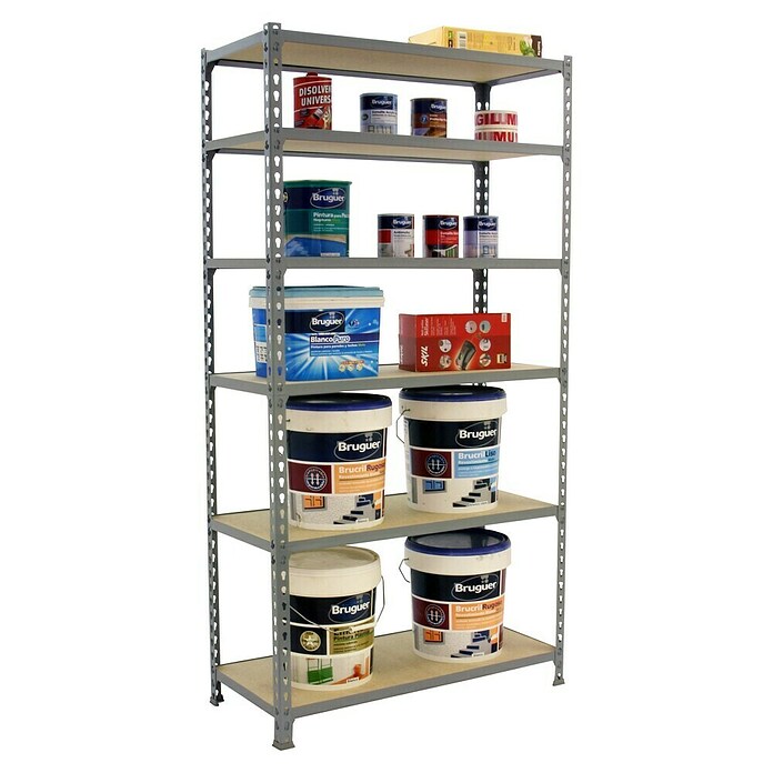 Simonrack Maderclick Metallregal Maderclick SuperPlus (H x B x T: 250 x 110 x 30 cm, Traglast pro Boden: 200 kg, Anzahl Böden: 6 Stk., Stecken, Grau) | BAUHAUS