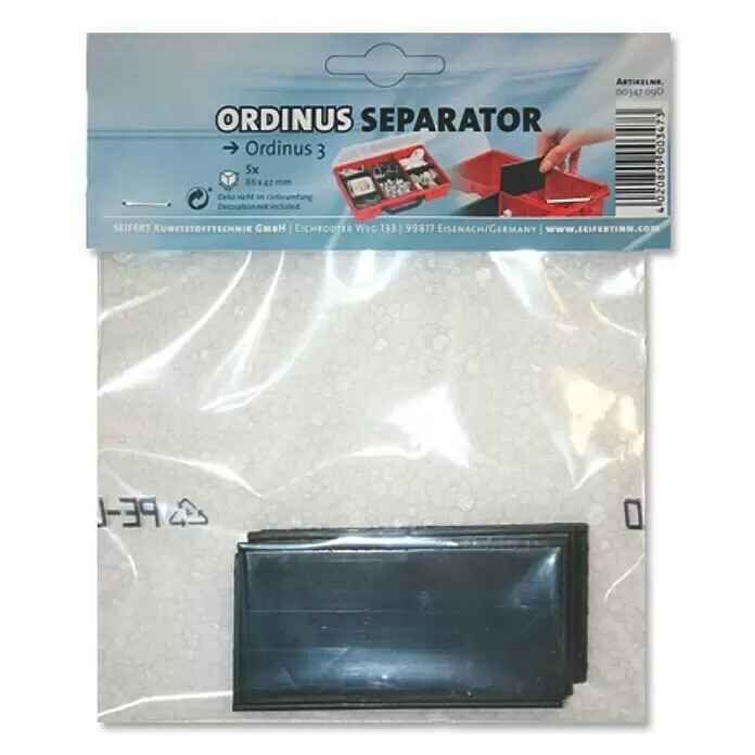 Lockweiler Set de paneles organizadores Ordinus Separator 3 - Tamaño: 3, L x Al: 86 x 42 mm, 5 ud. - Cinco separadores de plástico negro para organizador, 86x42 mm. Ideales para dividir compartimentos de almacenamiento.
