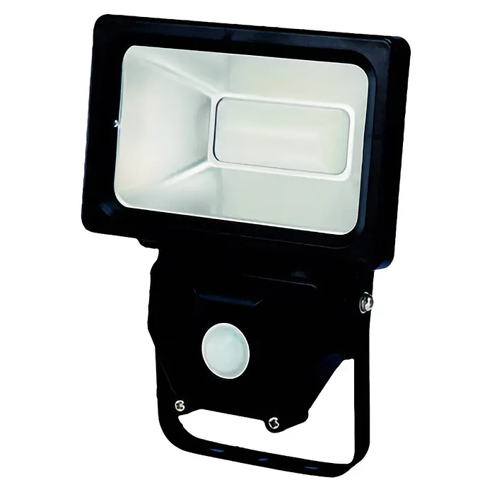 Profi Depot Proyector LED con sensor - 20 W, L x An x Al: 193 x 122 x 51 mm, Negro, Blanco neutro - Foco LED negro con sensor de movimiento para exteriores, ideal para iluminar tu jardín o entrada.