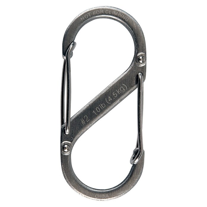 Nite Ize Doppelkarabiner (50 x 22 mm, Edelstahl, Silber, Zugfestigkeit: 4,5 kg)