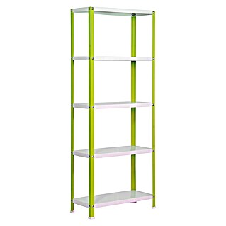 Simonrack Simonhome Metallregal Classic Mini (H x B x T: 180 x 80 x 30 cm, Traglast pro Boden: 100 kg, Anzahl Böden: 5 Stk., Schrauben, Grün/Weiß)