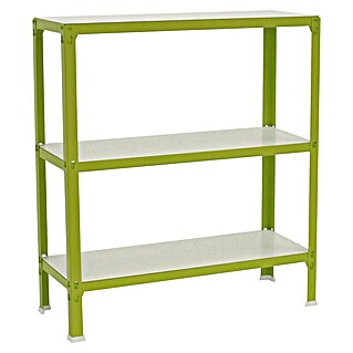 Simonrack Simonhome Metallregal Click Wood Plus (H x B x T: 90 x 100 x 30 cm, Traglast pro Boden: 150 kg, Anzahl Böden: 3 Stk., Stecken, Grün/Weiß)