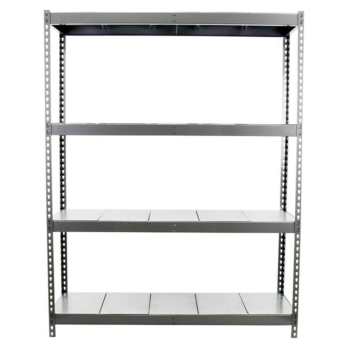 Simonrack Simontaller Metallregal Ecoforte Metall (H x B x T: 200 x 150 x 45 cm, Traglast pro Boden: 400 kg, Anzahl Böden: 4 Stk., Stecken, Grau) | BAUHAUS