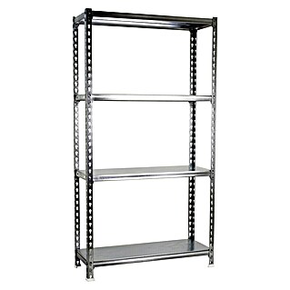 Simonrack Simonclick Metallregal Simonclick Plus (H x B x T: 150 x 100 x 50 cm, Traglast pro Boden: 180 kg, Anzahl Böden: 4 Stk., Stecken, Silber)