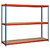 Simonrack Simonforte Estantería para cargas pesadas Chipboard (Al x An x Pr: 200 x 150 x 45 cm, Capacidad de carga por balda: 600 kg, Número de baldas: 3 ud., Inserción, Azul/Naranja) | BAUHAUS