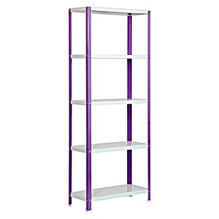 Simonrack Simonhome Metallregal Classic Mini (H x B x T: 180 x 80 x 40 cm, Traglast pro Boden: 100 kg, Anzahl Böden: 5 Stk., Schrauben, Violett/Weiß)