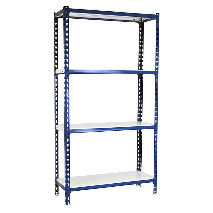 Simonrack Simonclick Metallregal Simonclick Mini (H x B x T: 150 x 80 x 30 cm, Traglast pro Boden: 180 kg, Anzahl Böden: 4 Stk., Stecken, Blau/Weiß) | BAUHAUS