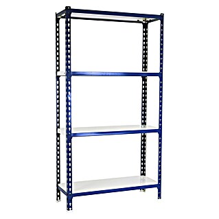 Simonrack Simonclick Metallregal Simonclick Plus (H x B x T: 150 x 100 x 50 cm, Traglast pro Boden: 180 kg, Anzahl Böden: 4 Stk., Stecken, Blau/Weiß)