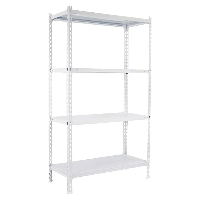 Simonrack Simonclick Metallregal Ecoclick Plus - H x B x T: 150 x 100 x 40 cm, Traglast pro Boden: 70 kg, Anzahl Böden: 4 Stk., Stecken, Weiß - Weißes, leeres Metallregal mit vier Regalböden, das viel Stauraum bietet. Ideal für Garage, Keller oder Lager.