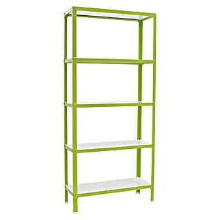 Simonrack Simonhome Metallregal Click Wood Mini (H x B x T: 180 x 80 x 30 cm, Traglast pro Boden: 150 kg, Anzahl Böden: 5 Stk., Stecken, Grün/Weiß)