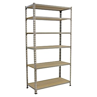 Simonrack Maderclick Metallregal Maderclick (H x B x T: 250 x 90 x 50 cm, Traglast pro Boden: 150 kg, Anzahl Böden: 6 Stk., Stecken, Silber)