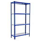 Simonrack Simonclick Metallregal Simonclick Mini (H x B x T: 150 x 80 x 50 cm, Traglast pro Boden: 180 kg, Anzahl Böden: 4 Stk., Stecken, Blau/Silber) | BAUHAUS