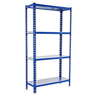 Simonrack Simonclick Metallregal Simonclick Plus (H x B x T: 150 x 100 x 40 cm, Traglast pro Boden: 180 kg, Anzahl Böden: 4 Stk., Stecken, Blau/Silber)