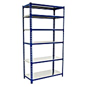 Simonrack Simonclick Metallregal Simonclick Mini (H x B x T: 250 x 80 x 40 cm, Traglast pro Boden: 180 kg, Anzahl Böden: 6 Stk., Stecken, Blau/Silber) | BAUHAUS