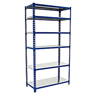 Simonrack Simonclick Estantería metálica Plus (Al x An x Pr: 250 x 100 x 30 cm, Capacidad de carga por balda: 180 kg, Número de baldas: 6 ud., Inserción, Azul)