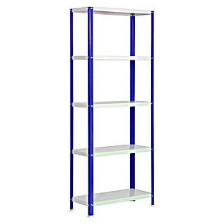 Simonrack Simonhome Metallregal Classic Mini (H x B x T: 180 x 80 x 40 cm, Traglast pro Boden: 100 kg, Anzahl Böden: 5 Stk., Schrauben, Blau/Weiß)