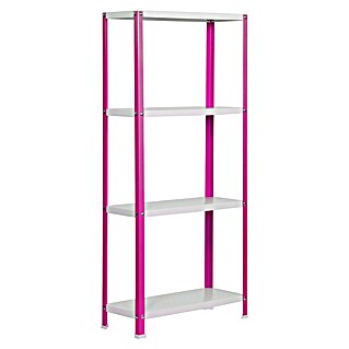 Simonrack Simonhome Estantería metálica Homeclassic Color Plus (Al x An x Pr: 160 x 100 x 30 cm, Capacidad de carga por balda: 100 kg, Número de baldas: 4 ud., Atornillado, Rosa)