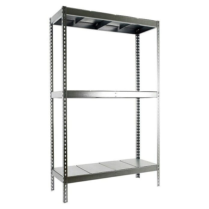 Simonrack Simontaller Schwerlastregal Ecoforte Metall (H x B x T: 150 x 150 x 45 cm, Traglast pro Boden: 400 kg, Anzahl Böden: 3 Stk., Stecken, Silber) | BAUHAUS