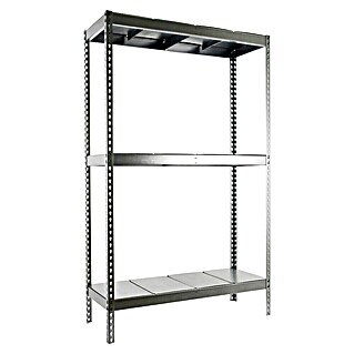 Simonrack Simontaller Schwerlastregal Ecoforte Metall (H x B x T: 150 x 120 x 60 cm, Traglast pro Boden: 400 kg, Anzahl Böden: 3 Stk., Stecken, Silber)