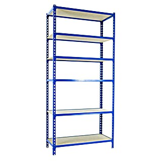 Simonrack Maderclick Metallregal Maderclick (H x B x T: 250 x 90 x 30 cm, Traglast pro Boden: 150 kg, Anzahl Böden: 6 Stk., Stecken, Blau)
