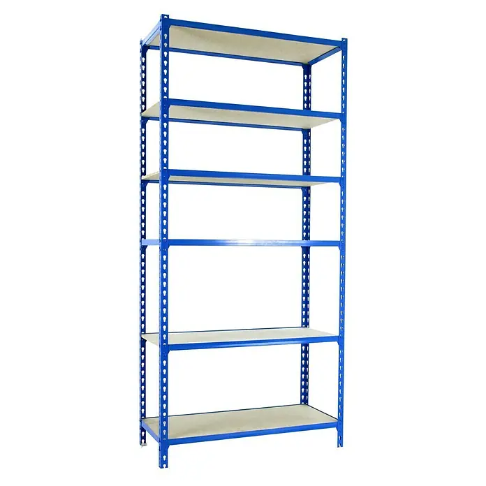 Simonrack Maderclick Metallregal Maderclick Mini - H x B x T: 250 x 80 x 30 cm, Traglast pro Boden: 150 kg, Anzahl Böden: 6 Stk., Stecken, Blau - Blaues Regal mit fünf Regalböden, ideal für Lagerung und Organisation in Werkstatt, Garage oder Keller. Robust und langlebig.