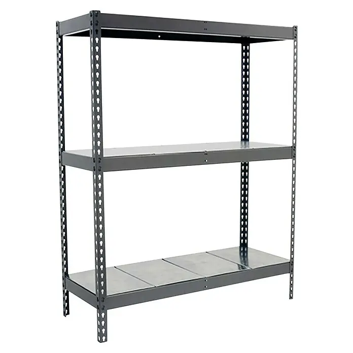 Simonrack Ecoforte Metallregal Ecoforte Metall - H x B x T: 150 x 120 x 75 cm, Traglast pro Boden: 400 kg, Anzahl Böden: 3 Stk., Stecken, Grau - Abbildung eines dreistöckigen, grauen Metallregals mit verstellbaren Regalböden, ideal für Lagerung und Organisation.