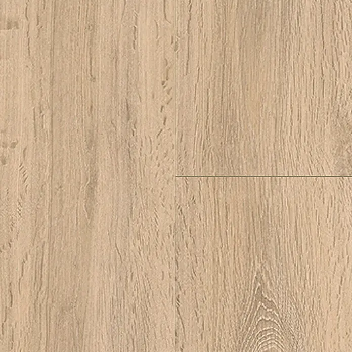 Krono Original Laminat Super Natural - Blonde Oak, Landhausdiele, 1.288 x 195 x 8 mm - Nahaufnahme von hellem Laminatboden mit Holzmaserung für ein modernes, elegantes Design. Die Oberfläche wirkt authentisch und einladend.