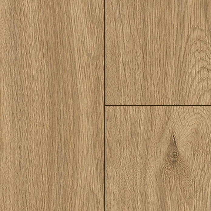 Krono Original Laminat Super Natural - Credenza Oak, Landhausdiele, 1.288 x 195 x 8 mm - Dieses Bild zeigt ein Muster von hellem Holzlaminat. Die Oberfläche weist eine feine Maserung auf, die das natürliche Aussehen unterstreicht.