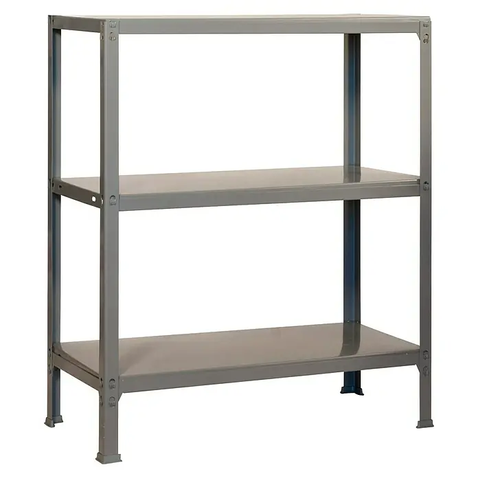 Simonrack Simonhome Metallregal Fileclick Mini - H x B x T: 90 x 80 x 36 cm, Anzahl Böden: 3 Stk., Stecken, Grau/Grau - Graues Regal mit drei Ebenen, ideal für Lagerung und Organisation. Das robuste Design bietet zuverlässigen Stauraum in jeder Umgebung.