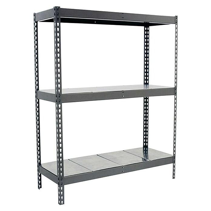 Simonrack Simontaller Metallregal Ecoforte Metall (H x B x T: 200 x 120 x 45 cm, Traglast pro Boden: 400 kg, Anzahl Böden: 3 Stk., Stecken, Grau) | BAUHAUS