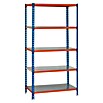 Simonrack Simonclick Metallregal (L x B x H: 30 x 80 x 180 cm, Traglast: 180 kg/Boden, Anzahl Böden: 5 Stk., Blau/Orange)