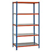 Simonrack Simonclick Metallregal (L x B x H: 30 x 80 x 180 cm, Traglast: 180 kg/Boden, Anzahl Böden: 5 Stk., Blau/Orange)