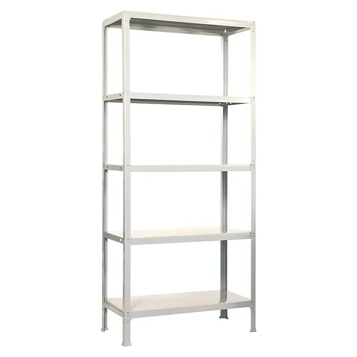 Simonrack Simonhome Metallregal Fileclick Mini - H x B x T: 180 x 80 x 36 cm, Anzahl Böden: 5 Stk., Stecken, Weiß/Weiß - Weißes Regal mit fünf Regalböden, ideal zur Aufbewahrung und Organisation von Gegenständen in Lager oder Büro. Robuste Konstruktion für hohe Belastbarkeit.