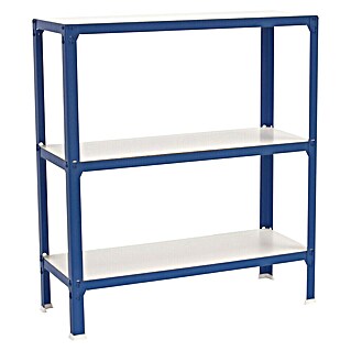 Simonrack Simonhome Metallregal Click Wood Plus (H x B x T: 90 x 100 x 30 cm, Traglast pro Boden: 150 kg, Anzahl Böden: 3 Stk., Stecken, Blau/Weiß)