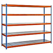 Simonrack Simontaller Metallregal Ecoforte Metall (H x B x T: 200 x 180 x 75 cm, Traglast pro Boden: 400 kg, Anzahl Böden: 5 Stk., Stecken, Blau/Orange) | BAUHAUS