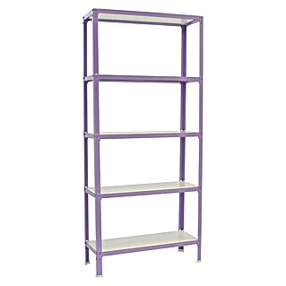 Simonrack Simonhome Metallregal Click Wood Mini (H x B x T: 180 x 80 x 30 cm, Traglast pro Boden: 150 kg, Anzahl Böden: 5 Stk., Stecken, Violett/Weiß)