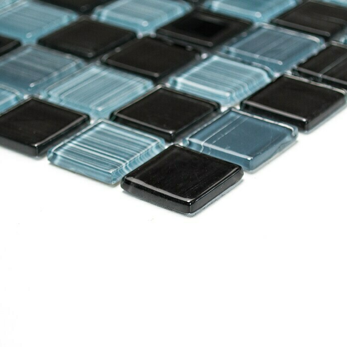 Mosaikfliese Quadrat Crystal CM 4300 (32,7 x 30,2 cm, Schwarz/Weiß, Glänzend)