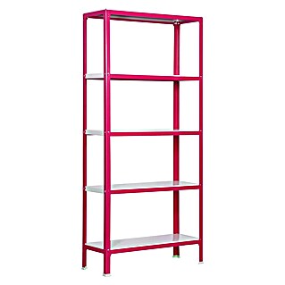 Simonrack Simonhome Metallregal Click Metall Mini (H x B x T: 180 x 80 x 40 cm, Traglast pro Boden: 150 kg, Anzahl Böden: 5 Stk., Stecken, Rosa/Weiß)