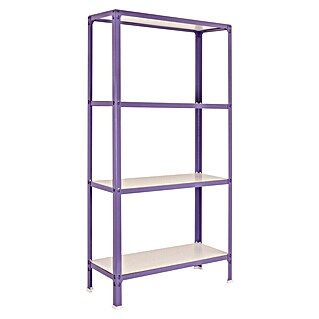 Simonrack Simonhome Metallregal Click Wood Plus (H x B x T: 160 x 100 x 30 cm, Traglast pro Boden: 150 kg, Anzahl Böden: 4 Stk., Stecken, Violett/Weiß)