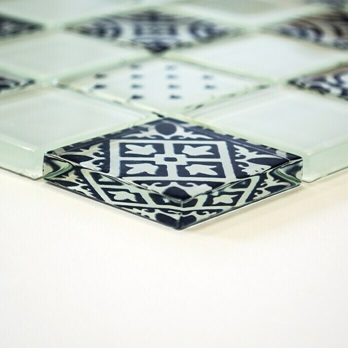 Mosaikfliese Quadrat Crystal XCM 8OP1 (30 x 30 cm, Weiß, Glänzend)