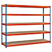 Simonrack Simonforte Estantería para cargas pesadas Chipboard (Al x An x Pr: 250 x 150 x 75 cm, Capacidad de carga por balda: 600 kg, Número de baldas: 5 ud., Inserción, Azul/Naranja) | BAUHAUS
