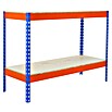 Simonrack Simontaller Schwerlastregal Ecoforte Chipboard (H x B x T: 90 x 150 x 75 cm, Traglast pro Boden: 400 kg, Anzahl Böden: 2 Stk., Stecken, Blau/Orange) | BAUHAUS