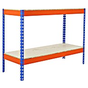 Simonrack Simontaller Metallregal Ecoforte Chipboard (H x B x T: 90 x 150 x 75 cm, Traglast pro Boden: 400 kg, Anzahl Böden: 2 Stk., Stecken, Blau/Orange) | BAUHAUS