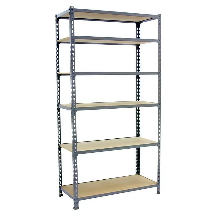 Simonrack Maderclick Metallregal Maderclick Plus - H x B x T: 250 x 100 x 30 cm, Traglast pro Boden: 150 kg, Anzahl Böden: 6 Stk., Stecken, Grau - Ein stabiles Regal mit fünf Regalböden, ideal für Lagerung und Organisation. Die grauen Metallrahmen sorgen für Stabilität.