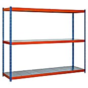 Simonrack Simontaller Metallregal Ecoforte Metall (H x B x T: 200 x 150 x 75 cm, Traglast pro Boden: 400 kg, Anzahl Böden: 3 Stk., Stecken, Blau/Orange) | BAUHAUS