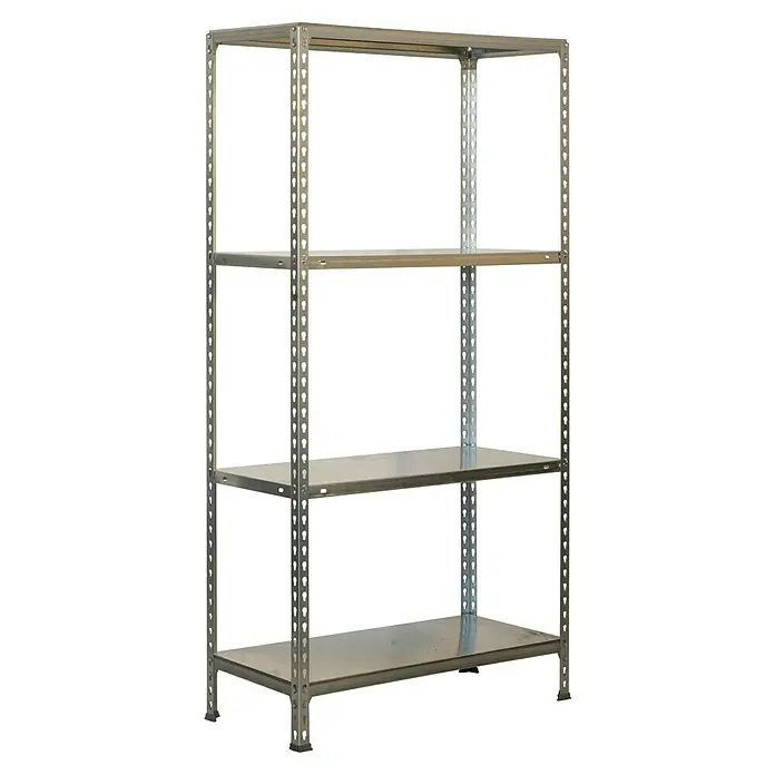 Simonrack Simonclick Metallregal Ecoclick Mini - H x B x T: 160 x 80 x 30 cm, Traglast pro Boden: 70 kg, Anzahl Böden: 4 Stk., Stecken, Silber - Ein silbernes Metallregal mit vier Regalböden, ideal für die Organisation von Lager- und Archivräumen. Robuste Bauweise für hohe Belastbarkeit.